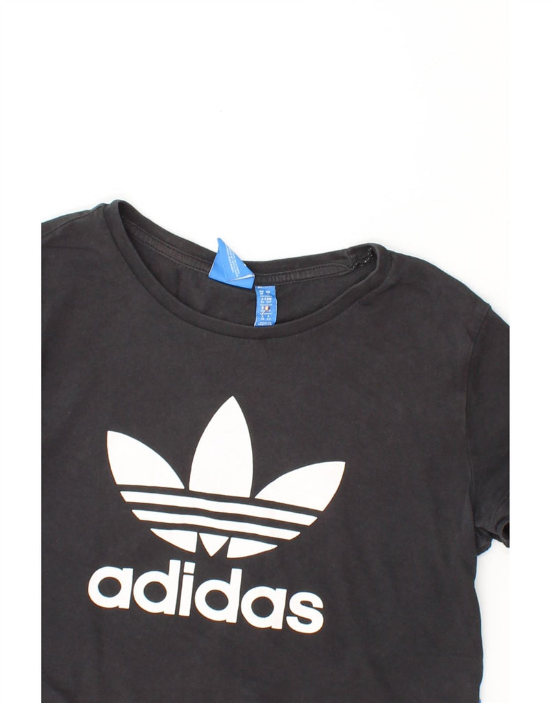 ADIDAS Womens Crop Graphic T-Shirt Top UK 10 Small Black Cotton Vintage Adidas and Second-Hand Adidas from Messina Hembry 