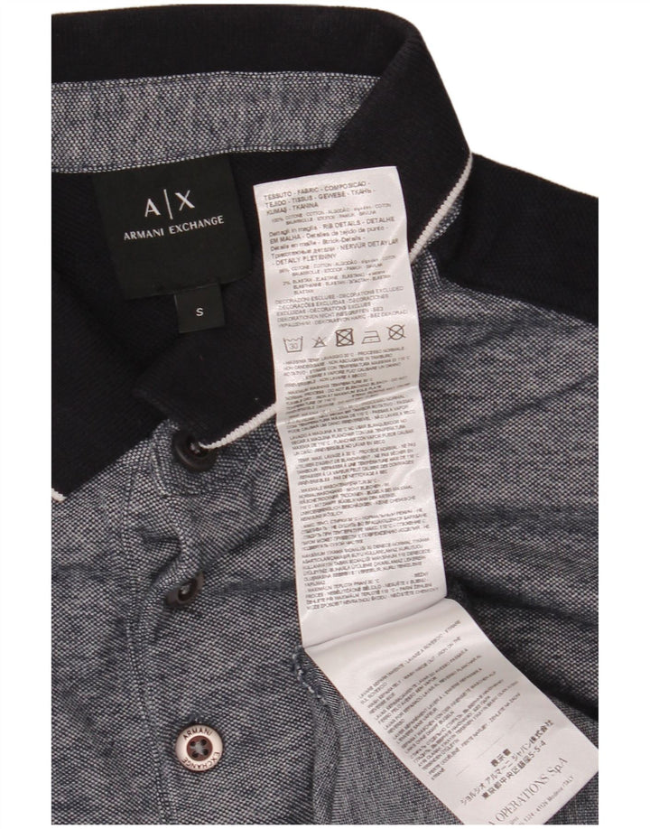 ARMANI EXCHANGE Mens Polo Shirt Small Grey Colourblock Cotton