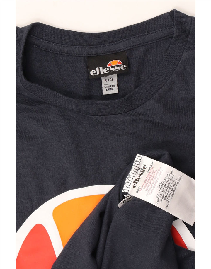 Ellesse Mens Graphic T-Shirt Top Small Navy Blue Cotton