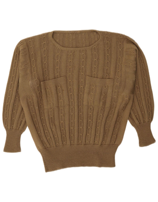 Vintage Womens Boat Neck Jumper Sweater UK 18 XL Khaki