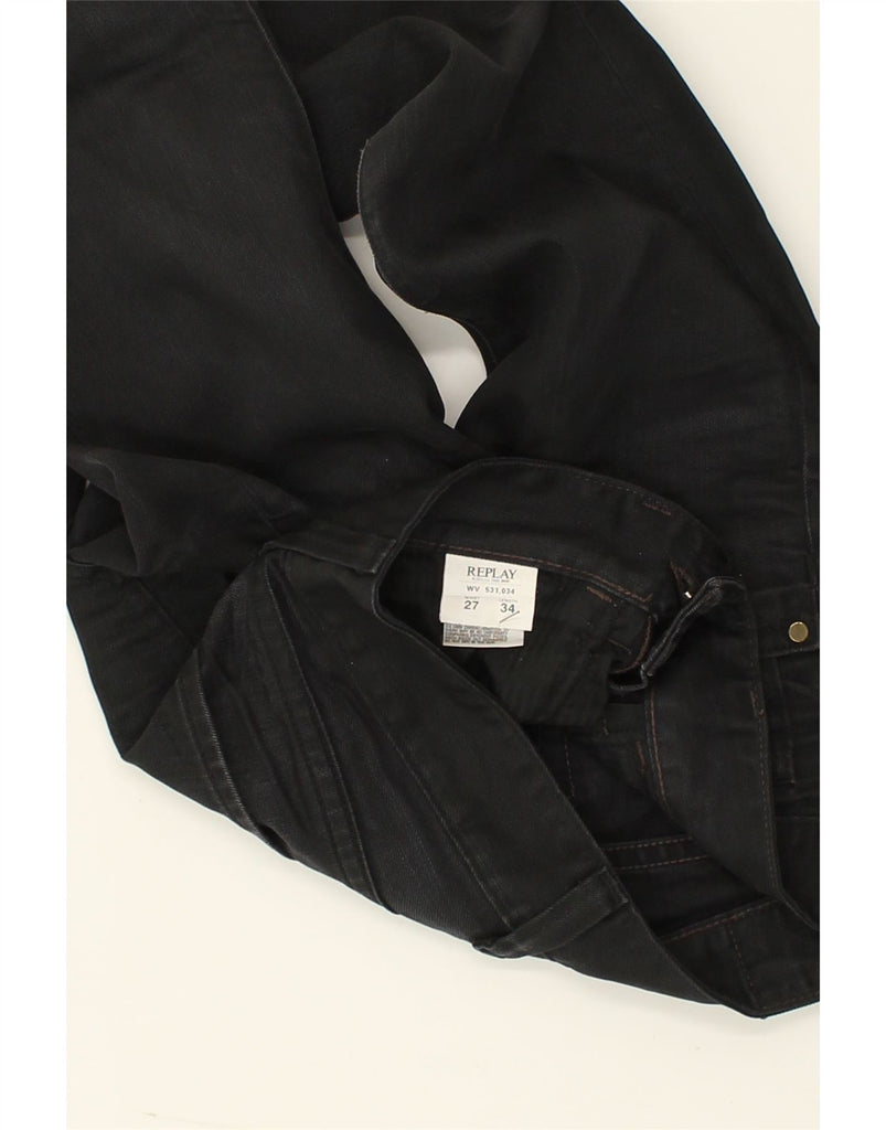 REPLAY Mens Straight Casual Trousers W27 L29 Black Cotton | Vintage Replay | Thrift | Second-Hand Replay | Used Clothing | Messina Hembry 