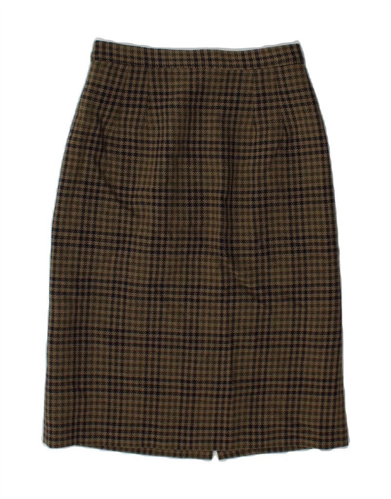 BLARNEY Womens Straight Skirt UK 10 Small W26 Khaki Check New Wool Vintage Blarney and Second-Hand Blarney from Messina Hembry 