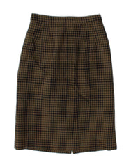 BLARNEY Womens Straight Skirt UK 10 Small W26 Khaki Check New Wool