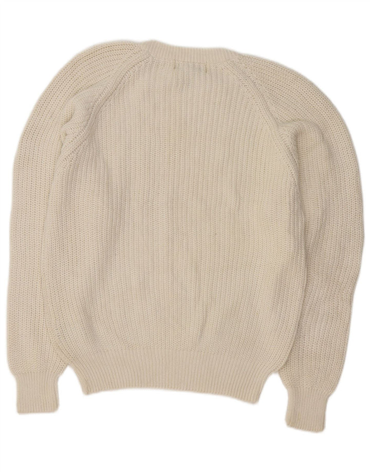 Eddie Bauer Mens Crew Neck Jumper Sweater Medium Off White Cotton Classic