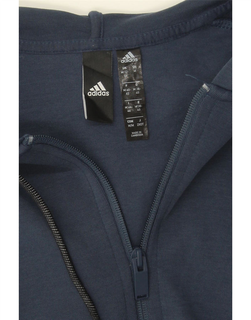 ADIDAS Womens Zip Hoodie Sweater UK 12/14 Medium Navy Blue Cotton Vintage Adidas and Second-Hand Adidas from Messina Hembry 