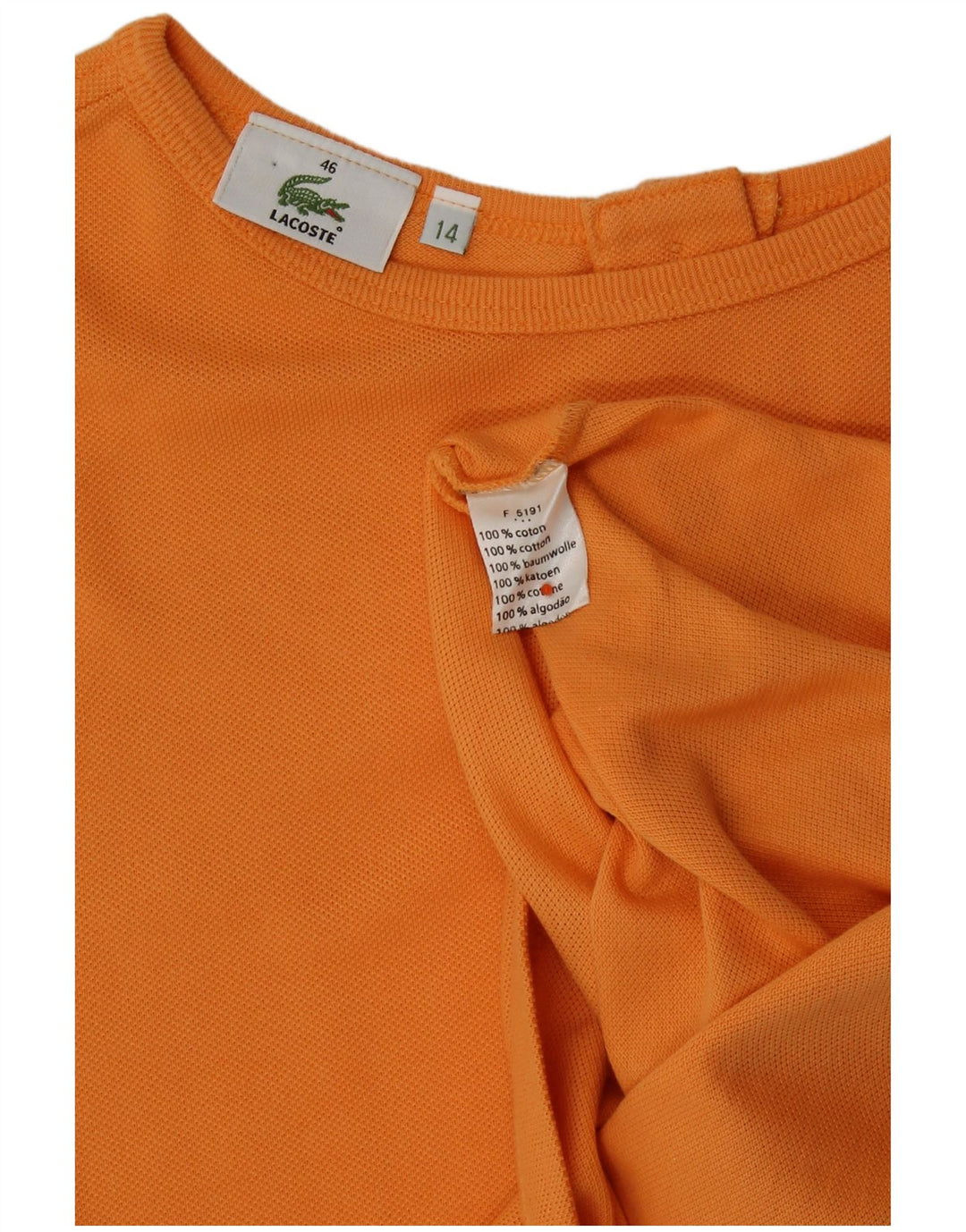 Lacoste Womens Crop Vest Top Size 46 XL Orange Cotton