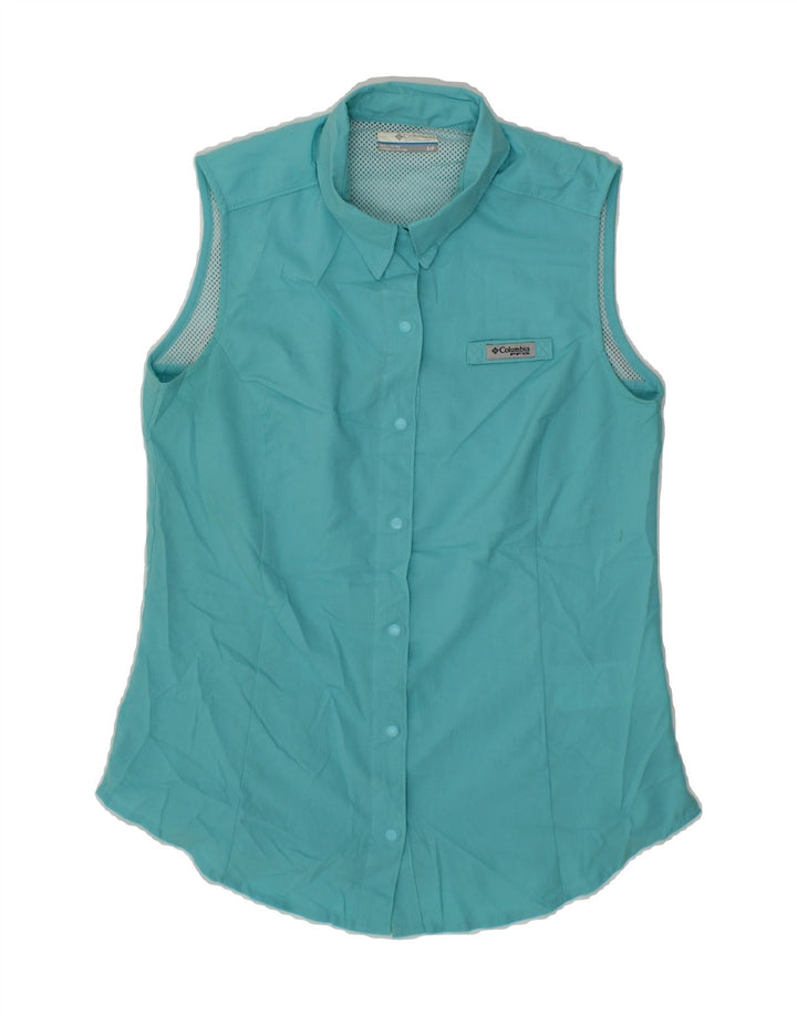 COLUMBIA Womens Sleeveless Shirt Blouse UK 10 Small Blue Polyester Vintage Columbia and Second-Hand Columbia from Messina Hembry 