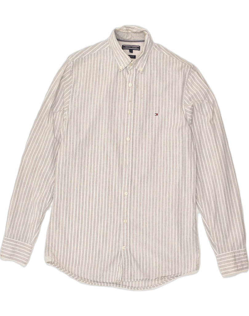 TOMMY HILFIGER Mens Shirt Small Grey Pinstripe Cotton | Vintage Tommy Hilfiger | Thrift | Second-Hand Tommy Hilfiger | Used Clothing | Messina Hembry 