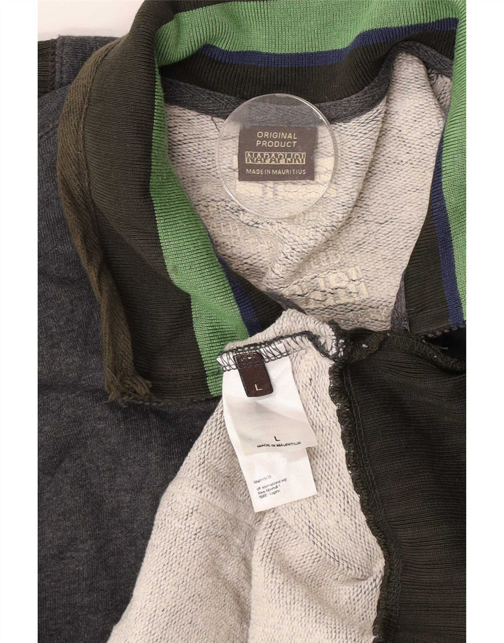 Napapijri Mens Tracksuit Top Jacket Large Grey Colourblock Cotton