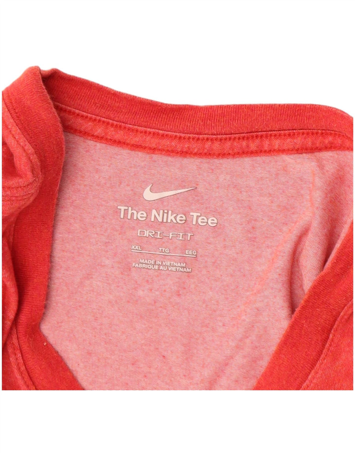 NIKE Mens Dri Fit T-Shirt Top 2XL Red Cotton