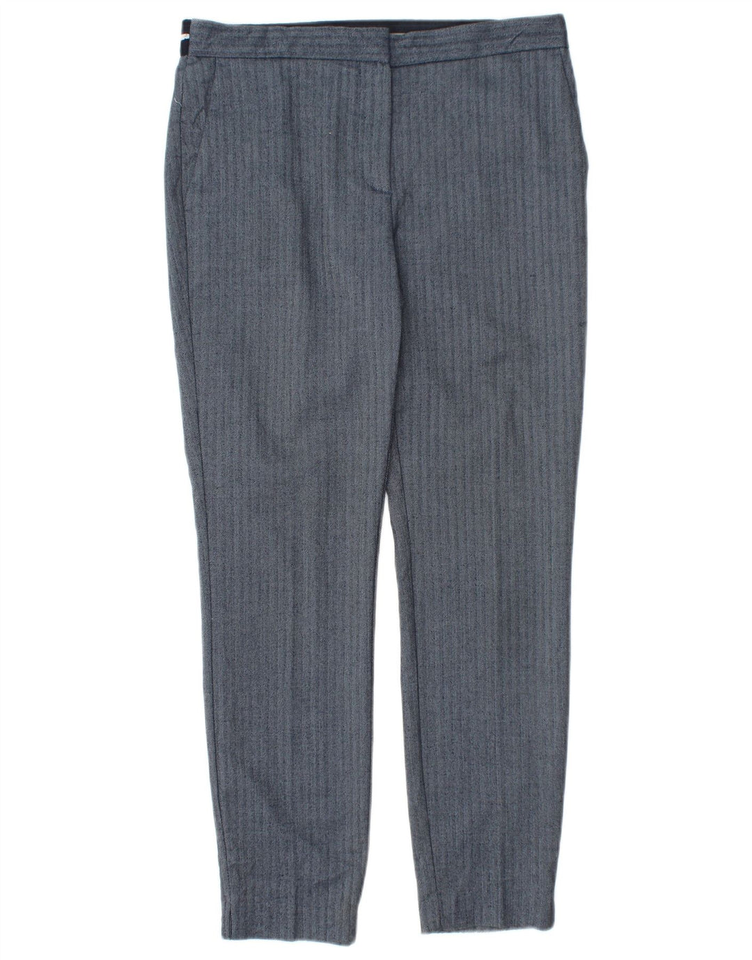 ZARA Womens Slim Chino Trousers Medium W28 L26 Navy Blue Herringbone