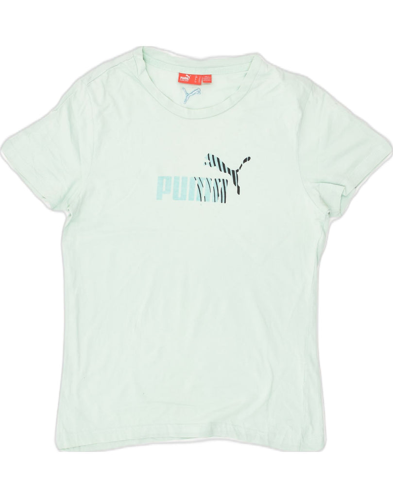 PUMA Womens Graphic T-Shirt Top UK 14 Medium Green Cotton | Vintage Puma | Thrift | Second-Hand Puma | Used Clothing | Messina Hembry 