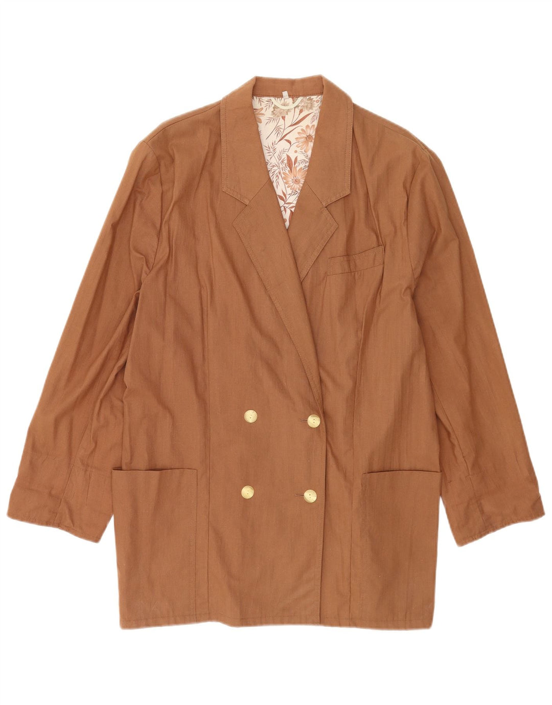 Vintage Womens Double Breasted Blazer Jacket UK 18 XL  Brown Cotton