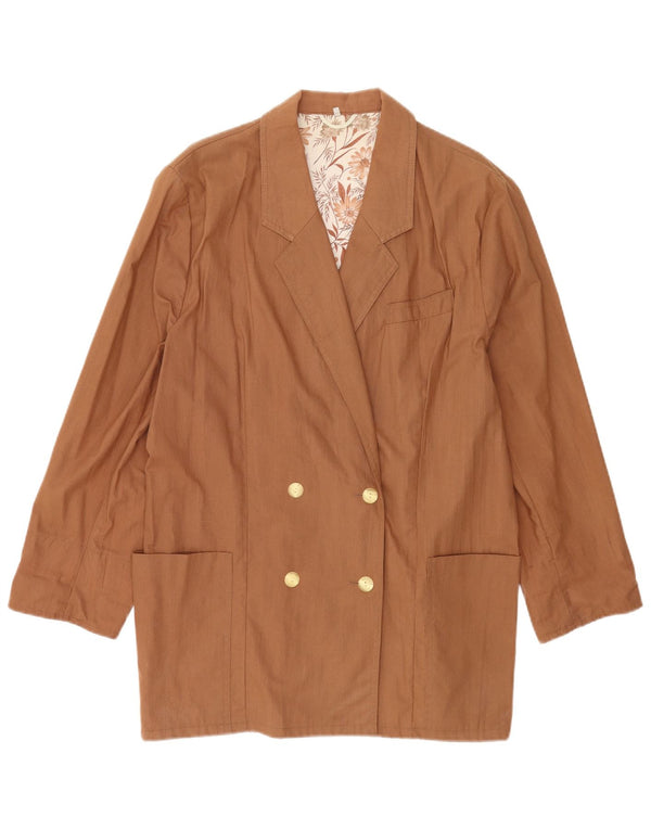 Vintage Womens Double Breasted Blazer Jacket UK 18 XL  Brown Cotton