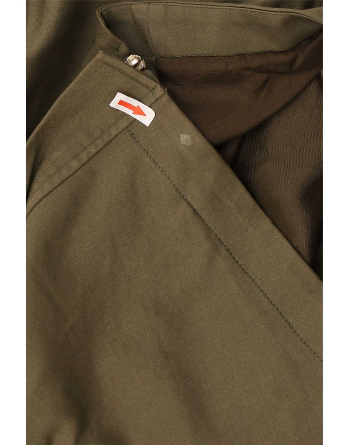 Reiss Womens Hooded Oversized Parka Jacket UK 8 Small Khaki Cotton