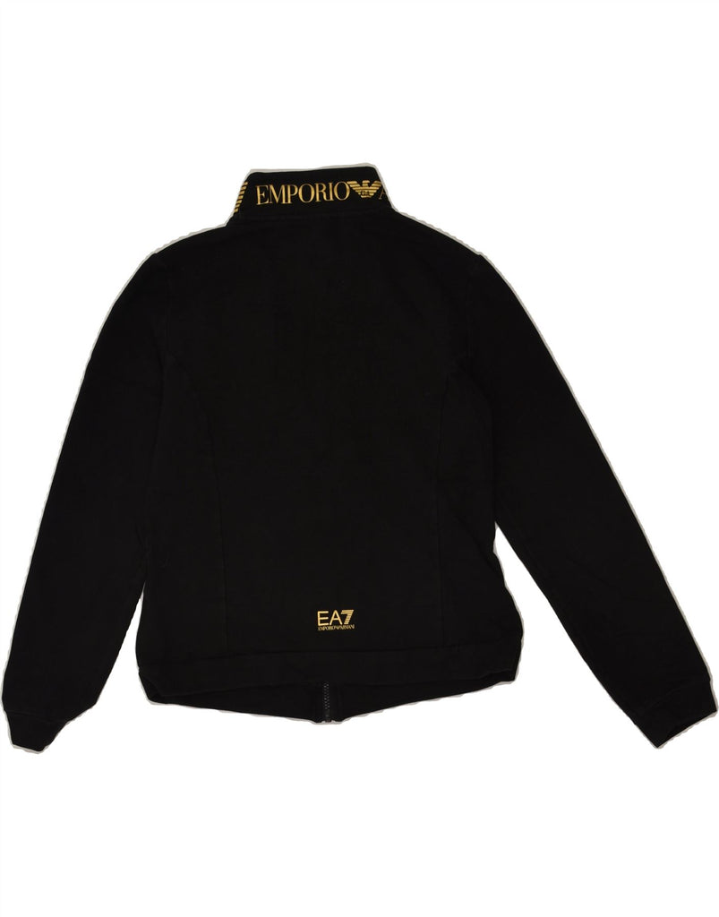 EMPORIO ARMANI Womens Graphic Tracksuit Top Jacket UK 12 Medium Black | Vintage Emporio Armani | Thrift | Second-Hand Emporio Armani | Used Clothing | Messina Hembry 