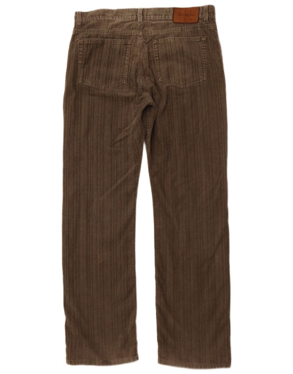 CALVIN KLEIN Mens Straight Corduroy Trousers W33 L32 Brown Cotton