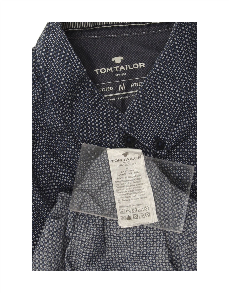 TOM TAILOR Mens Fitted Shirt Medium Navy Blue Geometric Cotton Vintage Tom Tailor and Second-Hand Tom Tailor from Messina Hembry 