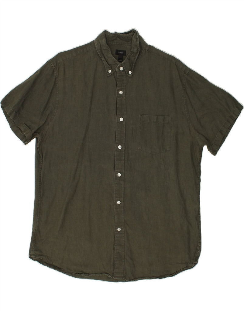 J. CREW Mens Short Sleeve Shirt Large Khaki | Vintage J. Crew | Thrift | Second-Hand J. Crew | Used Clothing | Messina Hembry 