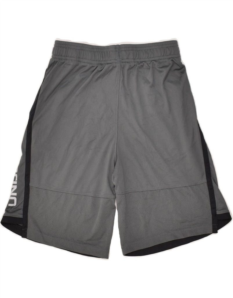 UNDER ARMOUR Boys Graphic Sport Shorts 11-12 Years Large Grey Striped | Vintage Under Armour | Thrift | Second-Hand Under Armour | Used Clothing | Messina Hembry 