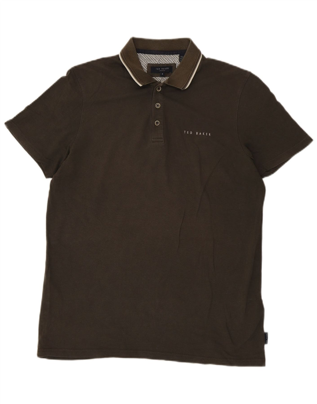 Ted Baker Mens Polo Shirt Size 3 Medium Khaki Modal