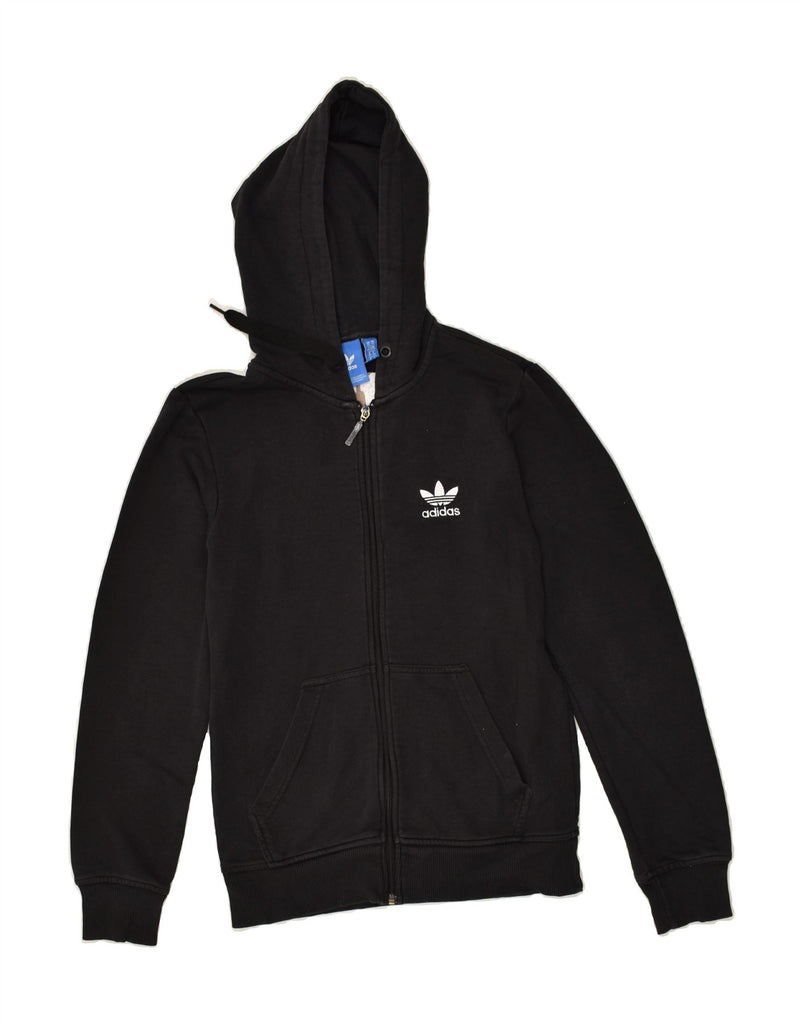 ADIDAS Mens Graphic Zip Hoodie Sweater XS Black Cotton | Vintage Adidas | Thrift | Second-Hand Adidas | Used Clothing | Messina Hembry 