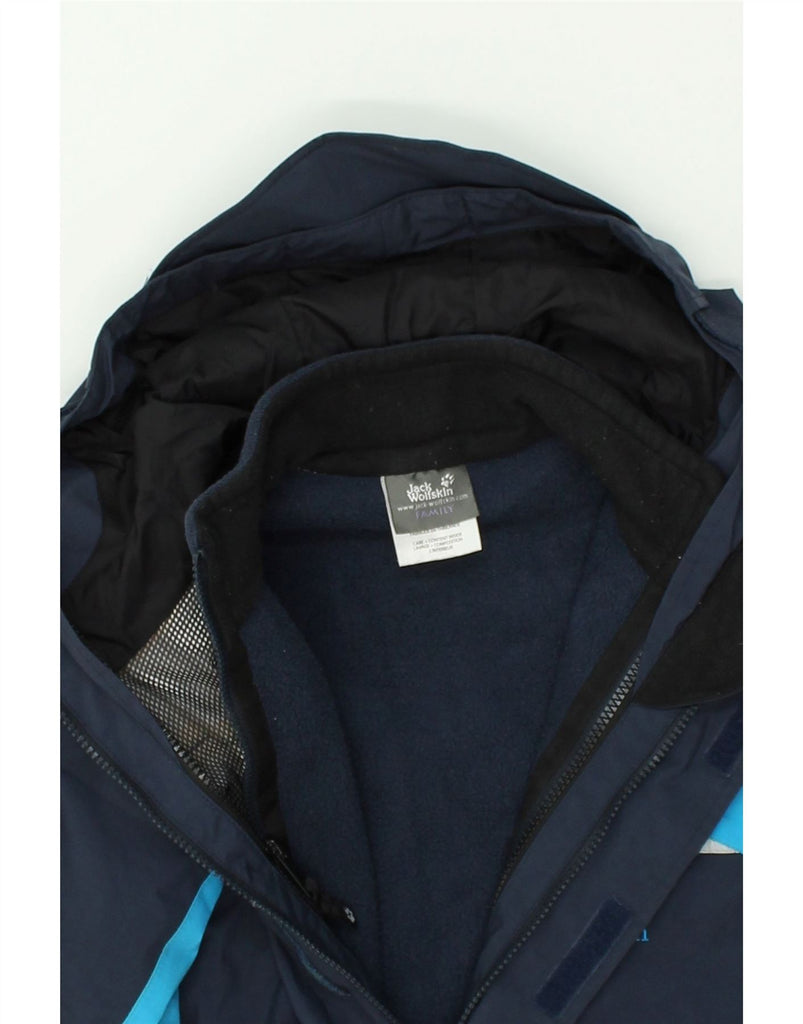 JACK WOLFSKIN Boys Graphic Hooded Windbreaker Jacket 11-12 Years Navy Blue | Vintage Jack Wolfskin | Thrift | Second-Hand Jack Wolfskin | Used Clothing | Messina Hembry 