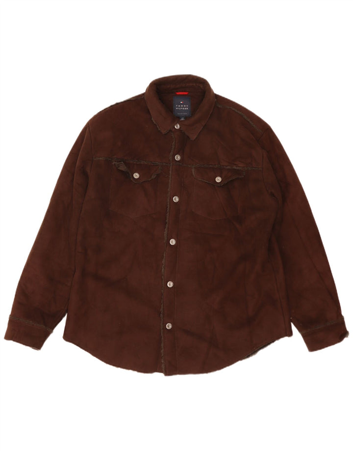 Tommy Hilfiger Mens Overshirt Shirt Large Brown