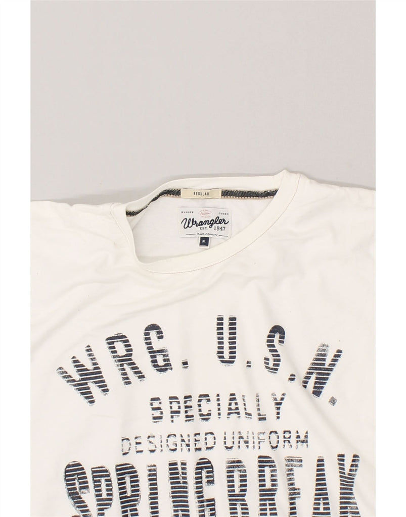 WRANGLER Mens Regular Graphic T-Shirt Top XL White Cotton | Vintage Wrangler | Thrift | Second-Hand Wrangler | Used Clothing | Messina Hembry 