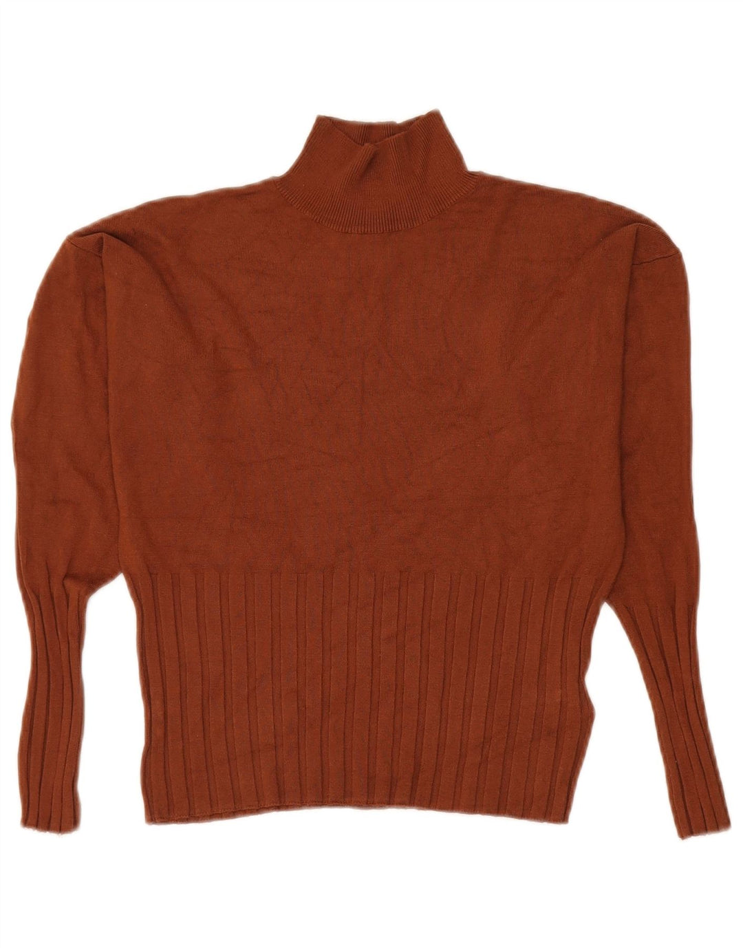 Marks & Spencer Womens Turtle Neck Jumper Sweater UK 14 Large Brown Viscose