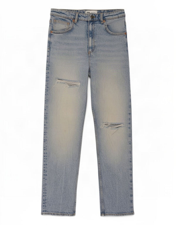 Zara Womens Distressed High Waist Slim Jeans EU 38 Small W28 L27 Blue