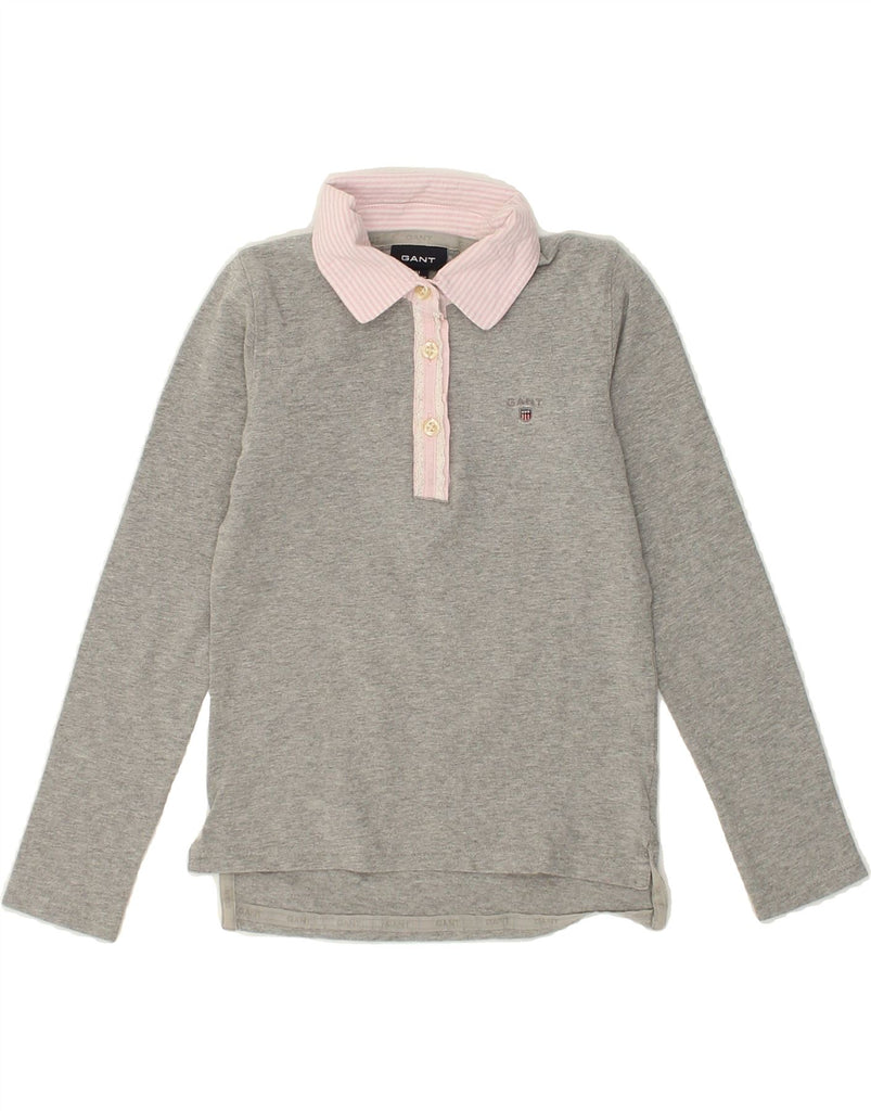 GANT Girls Long Sleeve Rugby Polo Shirt 7-8 Years Medium Grey Cotton | Vintage Gant | Thrift | Second-Hand Gant | Used Clothing | Messina Hembry 