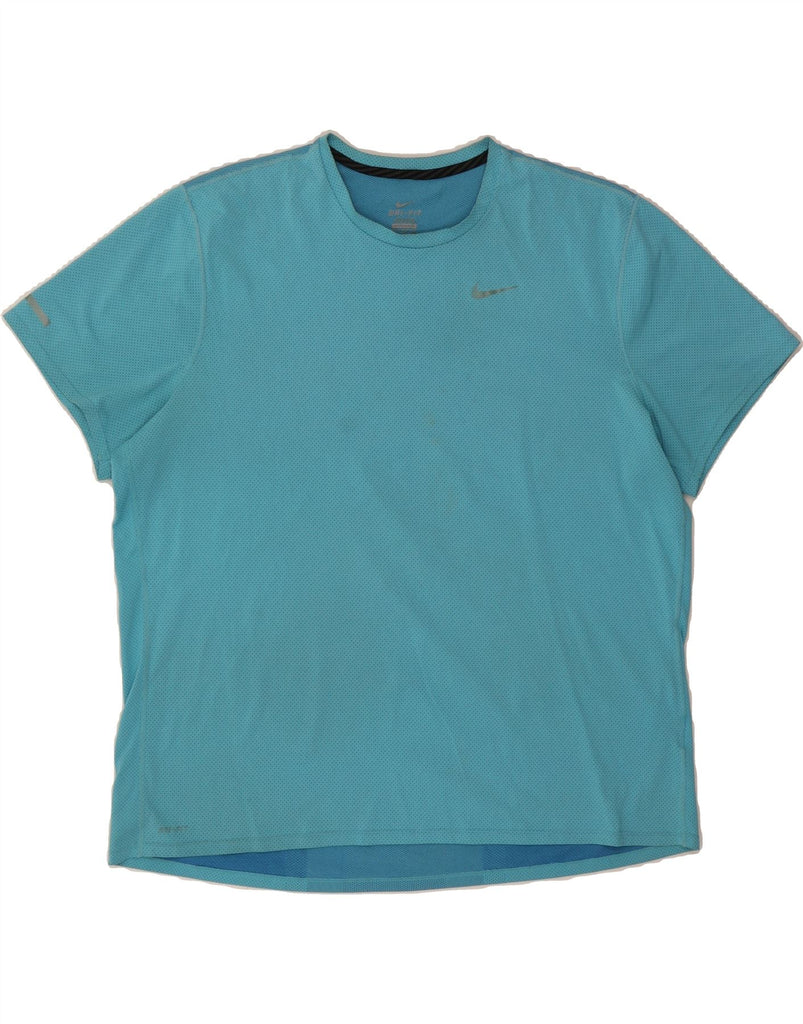 NIKE Mens Dri Fit T-Shirt Top 2XL Blue Colourblock Vintage Nike and Second-Hand Nike from Messina Hembry 