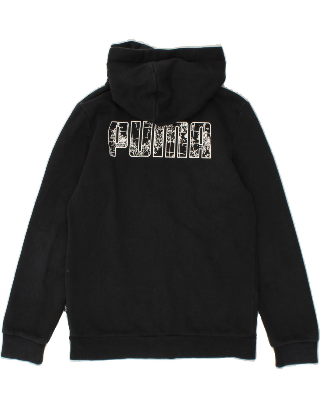 PUMA Boys Graphic Zip Hoodie Sweater 11-12 Years Black Cotton Vintage Puma and Second-Hand Puma from Messina Hembry 