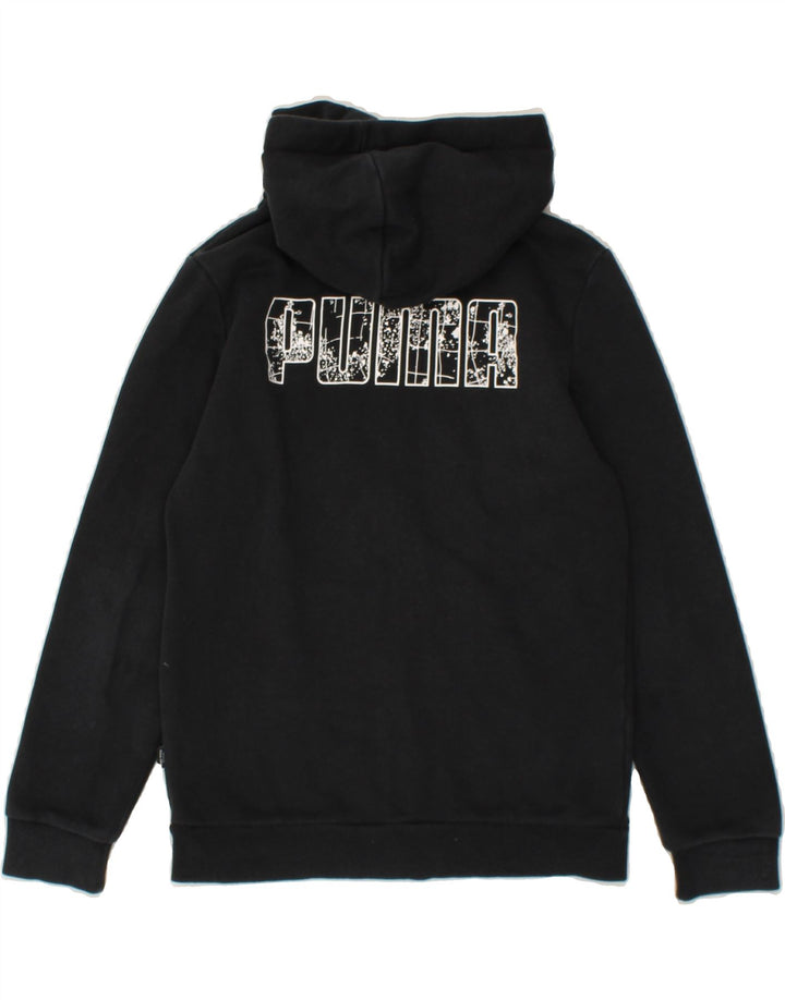 PUMA Boys Graphic Zip Hoodie Sweater 11-12 Years Black Cotton Vintage Puma and Second-Hand Puma from Messina Hembry 