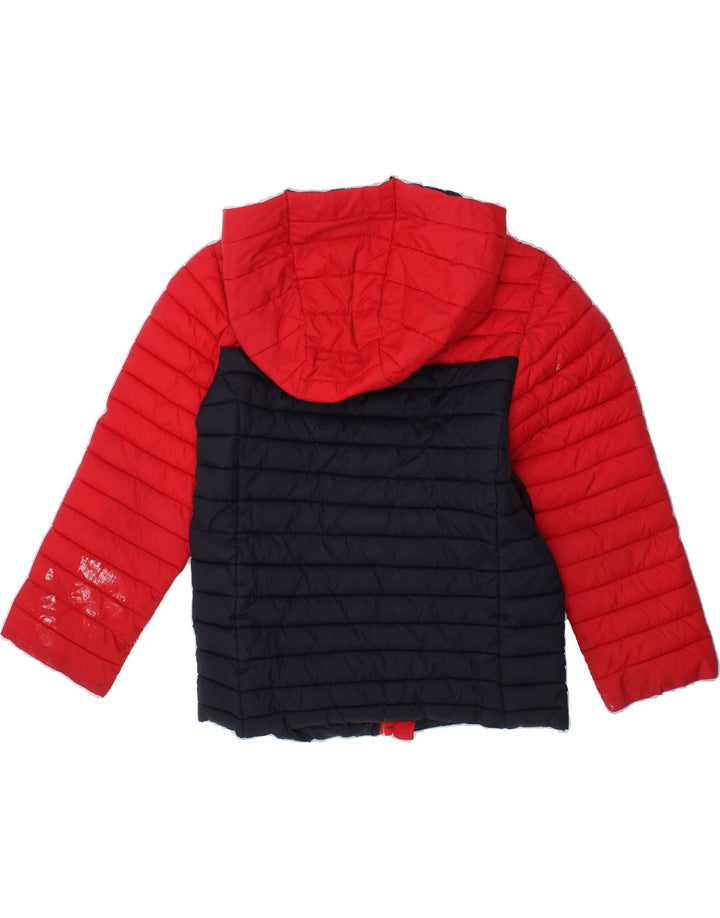 JOULES Boys Hooded Padded Jacket 5-6 Years Red Colourblock Polyamide Vintage Joules and Second-Hand Joules from Messina Hembry 