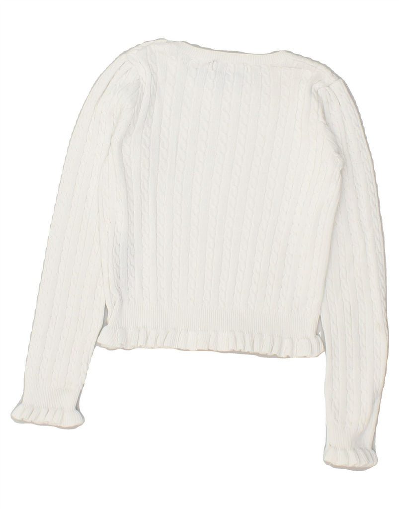 RALPH LAUREN Girls Crop Boat Neck Jumper Sweater 5-6 Years White Cotton | Vintage Ralph Lauren | Thrift | Second-Hand Ralph Lauren | Used Clothing | Messina Hembry 
