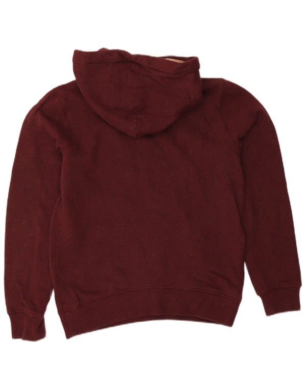 JACK WILLS Womens Graphic Hoodie Jumper UK 8 Small Burgundy Cotton