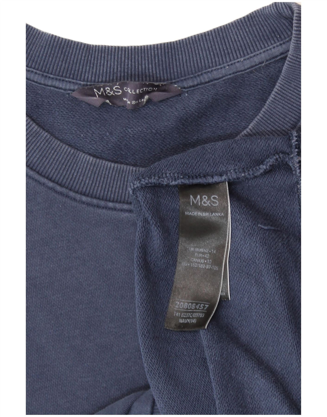 Marks & Spencer Womens Sweatshirt Jumper UK 14 Large Navy Blue Cotton