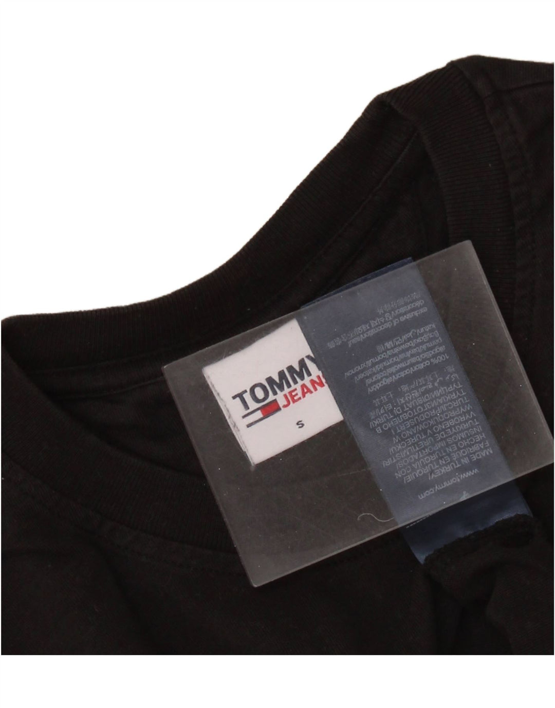 TOMMY HILFIGER Womens Crop Graphic T-Shirt Top UK 10 Small Black Cotton