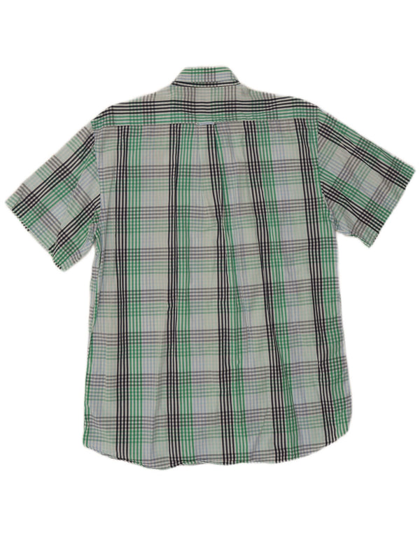 Gant Mens Short Sleeve Regular Fit Shirt Large Green Check Cotton