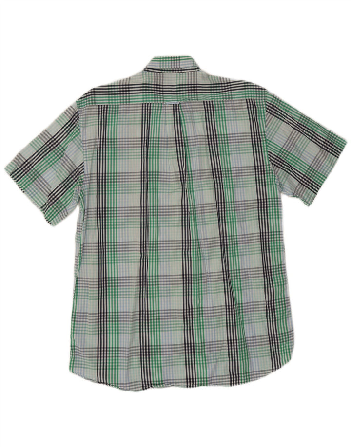 Gant Mens Short Sleeve Regular Fit Shirt Large Green Check Cotton