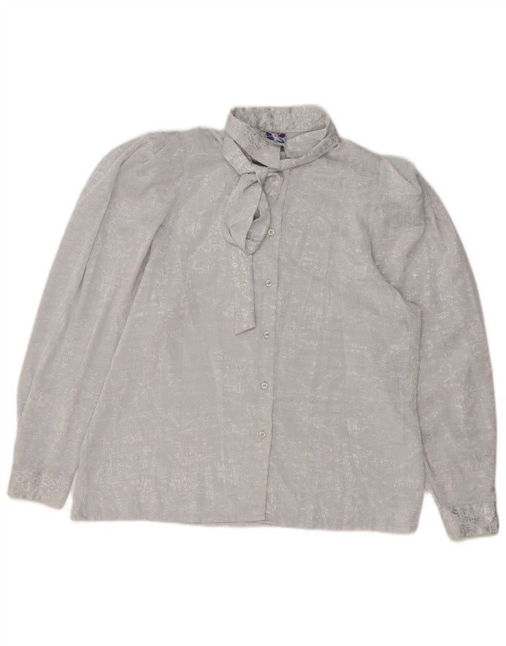 YESSICA Womens Front Tie Shirt Blouse EU 42 Large Grey Polyester