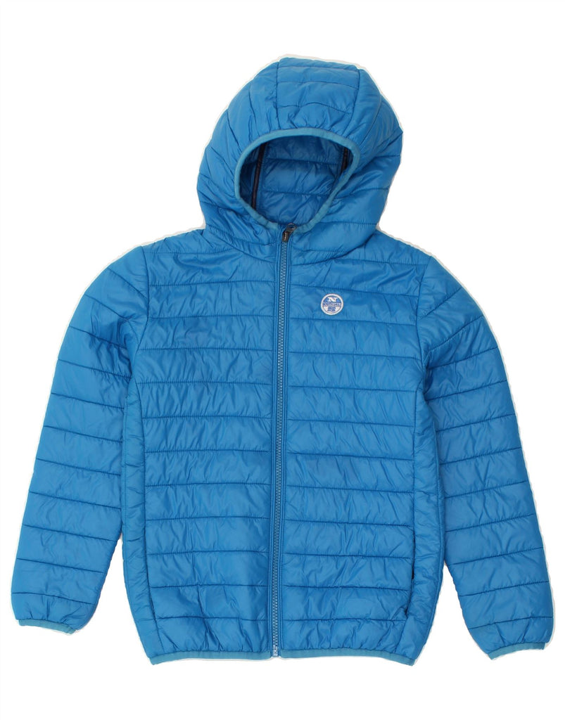 NORTH SAILS Boys Hooded Padded Jacket 7-8 Years Blue Polyester | Vintage North Sails | Thrift | Second-Hand North Sails | Used Clothing | Messina Hembry 