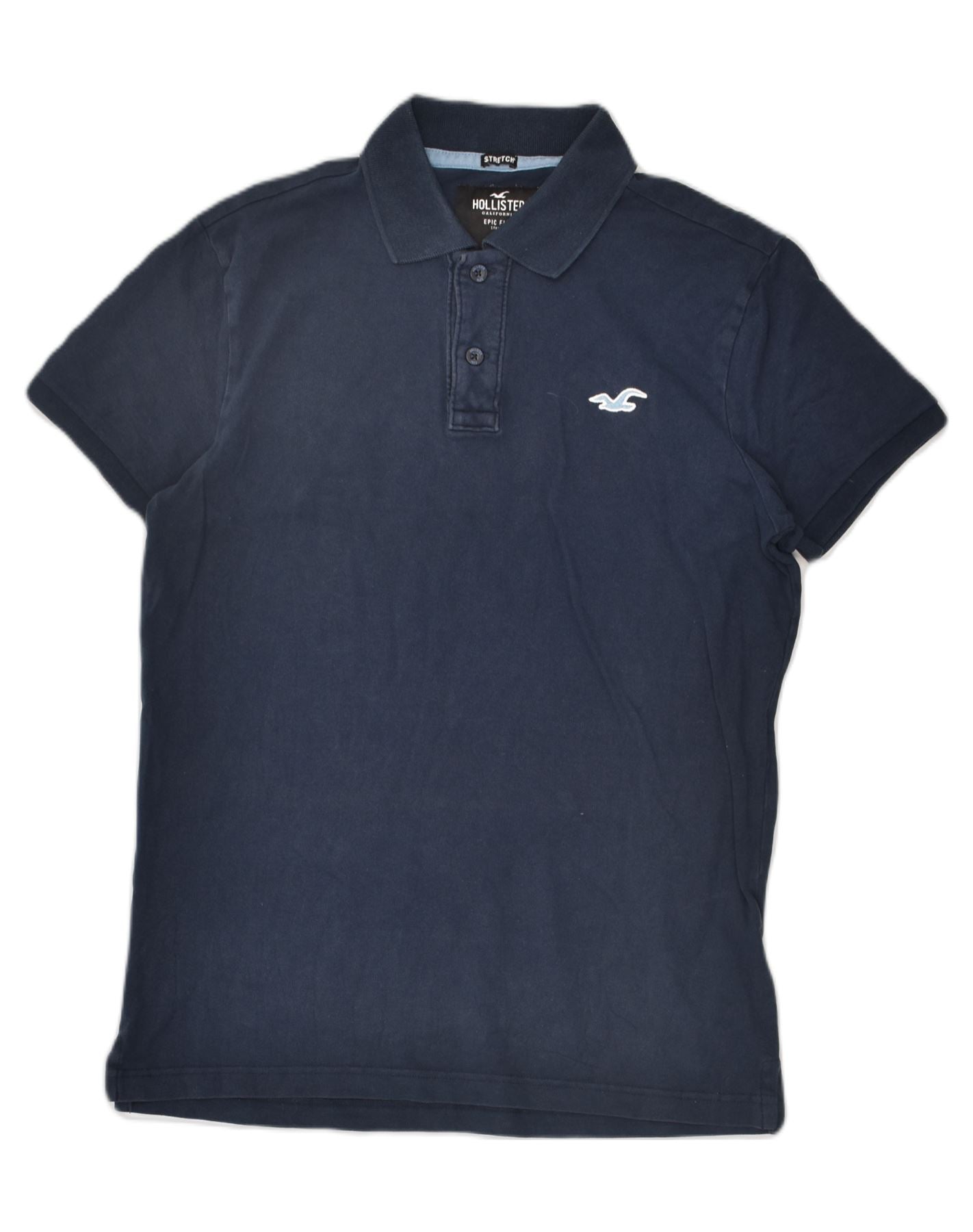HOLLISTER Mens Stretch Polo Shirt Small Navy Blue Cotton, Vintage &  Second-Hand Clothing Online