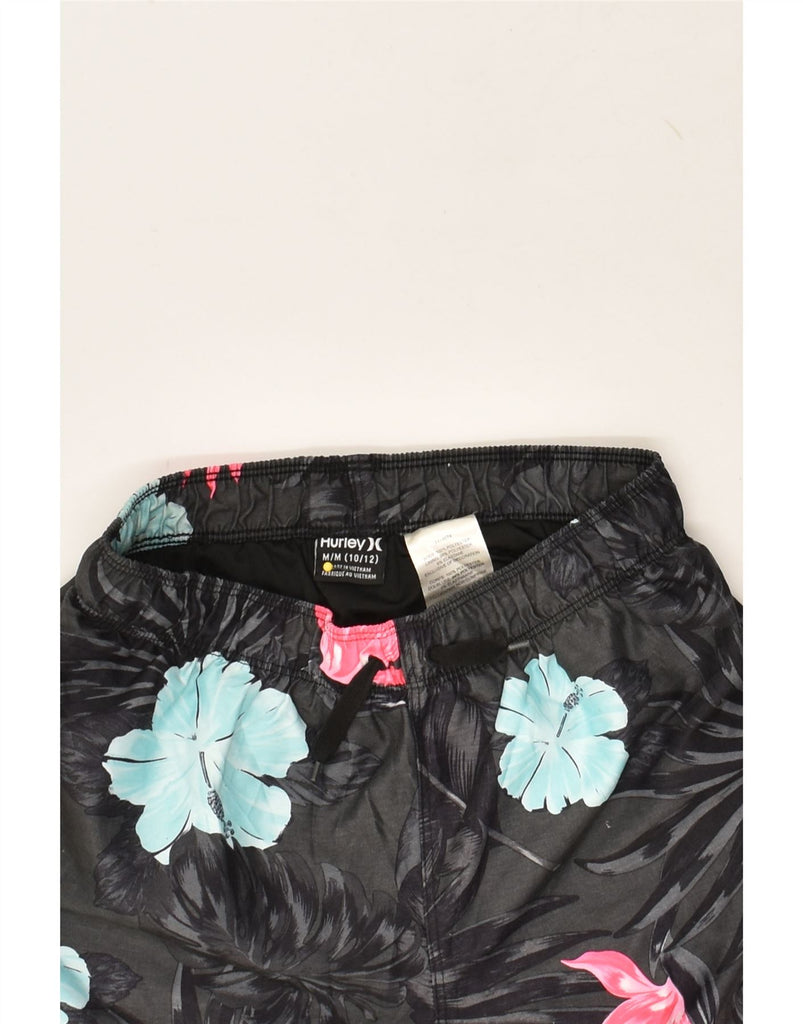 HURLEY Boys Graphic Sport Shorts 10-11 Years Medium Grey Floral Polyester | Vintage Hurley | Thrift | Second-Hand Hurley | Used Clothing | Messina Hembry 