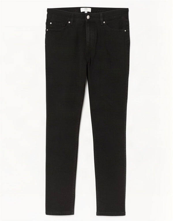 Marks & Spencer Womens Short Slim Jeans UK 14 Medium W30 L27 Black Cotton