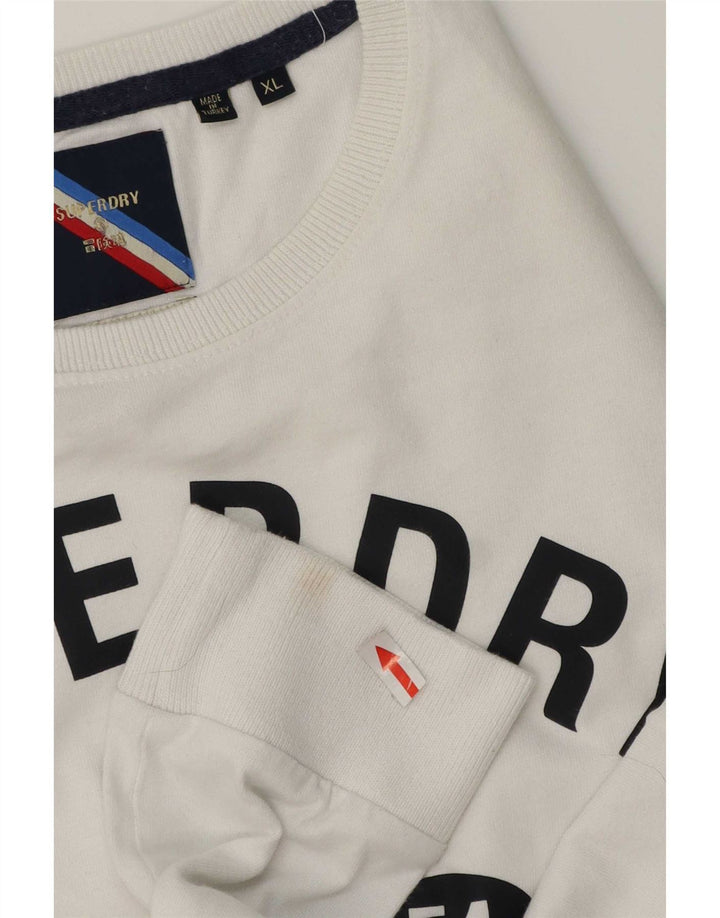 Superdry Mens Graphic Top Long Sleeve XL White Cotton