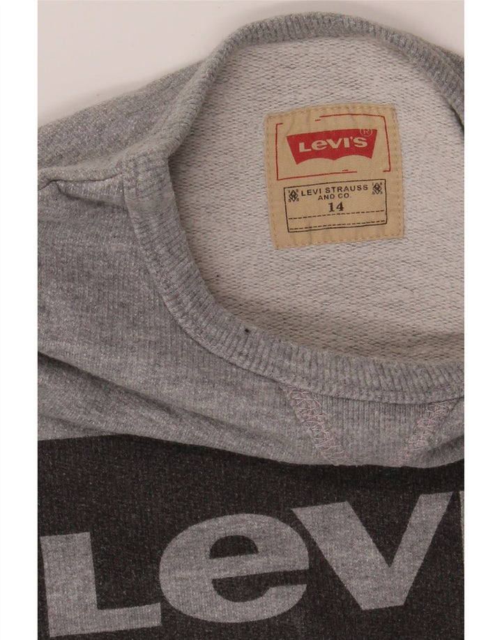 LEVI'S Girls Graphic Sweatshirt Jumper 13-14 Years Grey Vintage Levi's and Second-Hand Levi's from Messina Hembry 