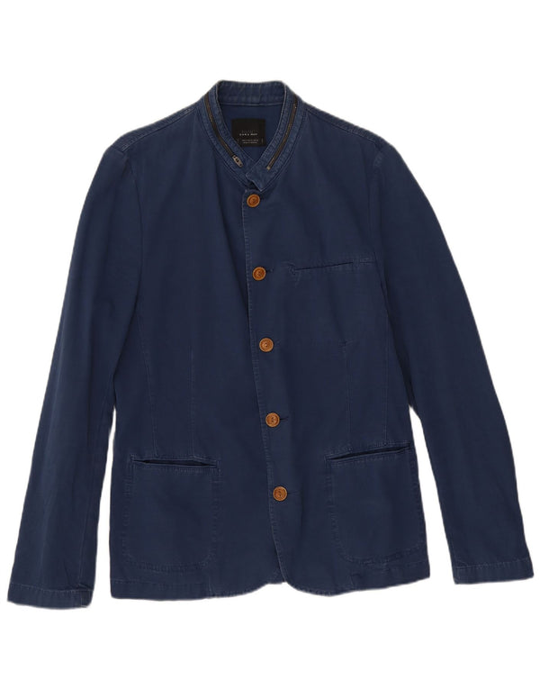 Zara Mens 5 Button Blazer Jacket UK 38 Medium Navy Blue